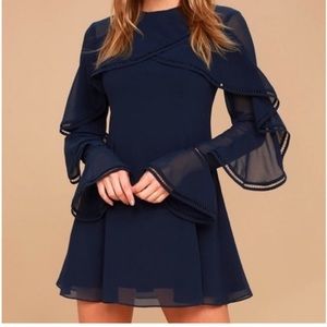 Keepsake Night Lights Skater Dress in Blue, Size Medium